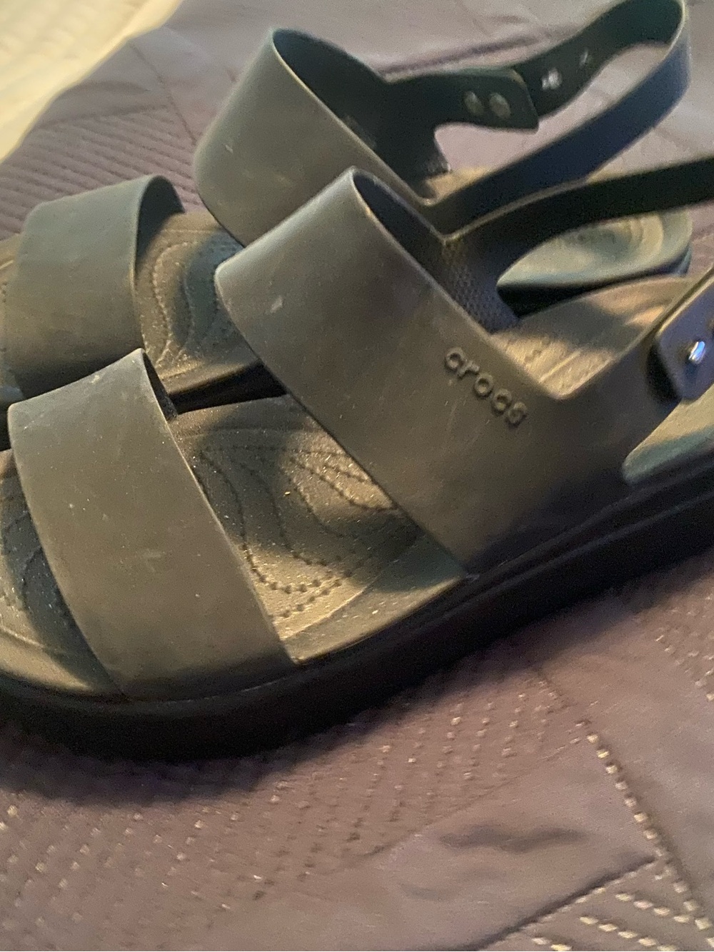Crocs Black Platform Double-Strap Sandals